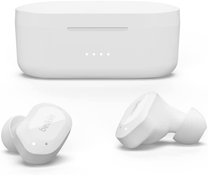 Belkin Wireless Earbuds, SoundForm Play True Wireless Earphones with USB C Quick Charge, IPX5 Sweat and Water Resistant, 38 Hour Play Time for iPhone, Galaxy, Pixel and More - White Cloud