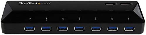 StarTech.com 9 Port USB 3.0 Hub - 7 x USB-A, 2 x USB-A Fast Charge Ports - Multi Port Powered USB Charging Station (ST93007U2C) Black 7 Port + 2 Charge Port