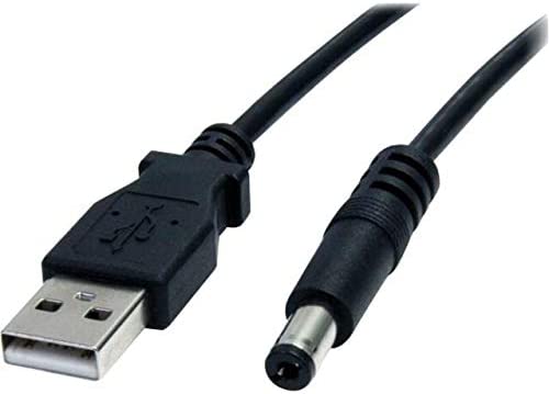 StarTech.com 2m USB to Type M Barrel Cable - USB to 5.5mm 5V DC Cable - USB to Barrel Jack 5V DC Plug (USB2TYPEM2M) Black 6 ft / 2m Type M