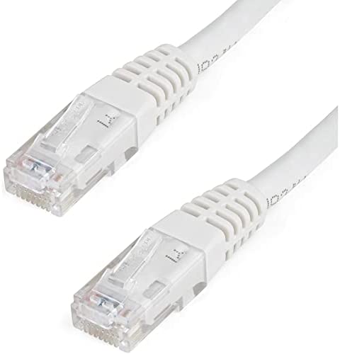 StarTech.com 3ft CAT6 Ethernet Cable - White CAT 6 Gigabit Ethernet Wire -650MHz 100W PoE++ RJ45 UTP Molded Category 6 Network/Patch Cord w/Strain Relief/Fluke Tested UL/TIA Certified (C6PATCH3WH) White 3 ft / 0.9 m 1 Pack