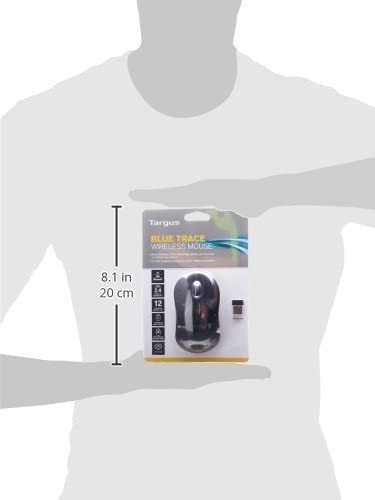 Targus Wireless Mouse with Blue Trace Technology for Tracking, Includes Micro USB Receiver and 2 Batteries, Black and Gray (AMW50US)