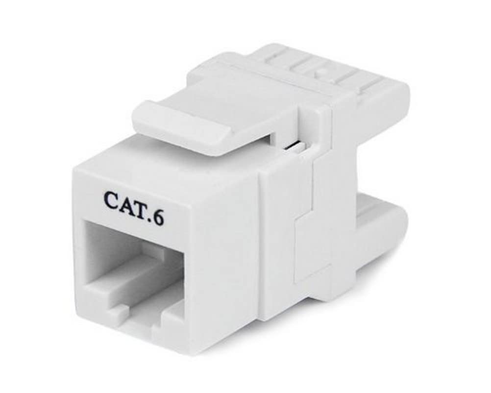 StarTech.com 180 Degree Cat 6 Keystone Jack - RJ45 Ethernet Cat6 Wall Jack White - 110 Type - Keystone Jack 180 Degree 110 UTP (C6KEY110SWH) White Cat 6 - 180 Degree