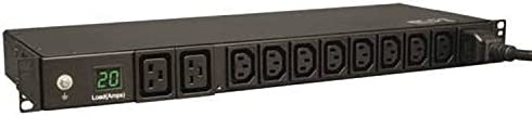 Tripp Lite Metered PDU, 10 Outlets (8 C13, 2 C19), 200-240V, C20/L6-20P Adapter, 3.2-3.8kW, 12 ft. Cord, 1U Rack-Mount Single-Phase PDU, TAA (PDUMH20HV)