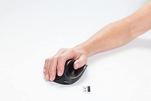 Hippus Wireless Light Click HandShoe Mouse - Small, Black Ergonomic Mouse for Right Hand - Compatible with Mac, Windows, Linux