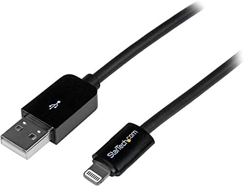 StarTech.com 3m (10ft) Long Black Apple® 8-pin Lightning Connector to USB Cable for iPhone / iPod / iPad - Charge and Sync Cable (USBLT3MB) 10ft Black