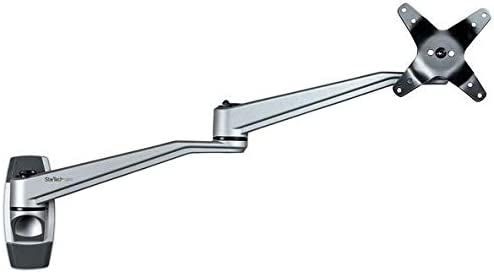 StarTech.com Wall Mount Monitor Arm - Articulating Ergonomic VESA Wall Mount Monitor Arm - 20" (52cm) Long - Single Display up to 34 inch - Swivel/Tilt/Rotate - Adjustable Screen Mount (ARMWALLDSLP)