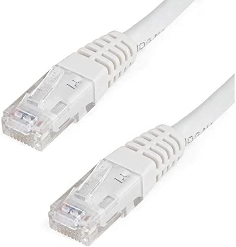 StarTech.com 100ft CAT6 Ethernet Cable - White CAT 6 Gigabit Ethernet Wire -650MHz 100W PoE++ RJ45 UTP Molded Category 6 Network/Patch Cord w/Strain Relief/Fluke Tested UL/TIA Certified (C6PATCH100WH) White 100 ft / 30 m 1 Pack