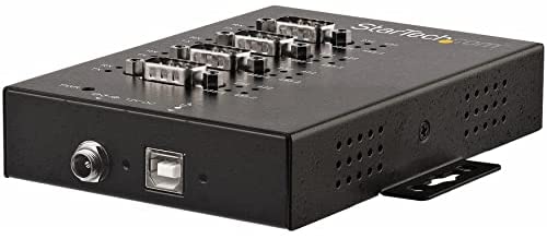 StarTech.com 4 Port Serial Hub USB to RS232/RS485/RS422 Adapter - Industrial USB 2.0 to DB9 Serial Converter Hub - IP30 Rated - Din Rail Mountable Metal Serial Hub - 15kV ESD Protection (ICUSB234854I)