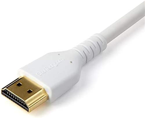 StarTech.com 6ft (2m) Premium Certified HDMI 2.0 Cable with Ethernet - Durable High Speed UHD 4K 60Hz HDR - Rugged M/M HDMI Cord with Aramid Fiber - TPE - Ultra HD Monitors, TVs & Displays (RHDMM2MPW) White 6 ft/2m