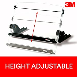 3M Adjustable Document Copy Holder, In-line with Monitor Minimizing Head and Neck Movement, 150 Sheet Capacity Holds Sheets to Books, Elastic Line Guide Keeps Pages Open, 14" Wide, Black (DH630) - Dealtargets.com