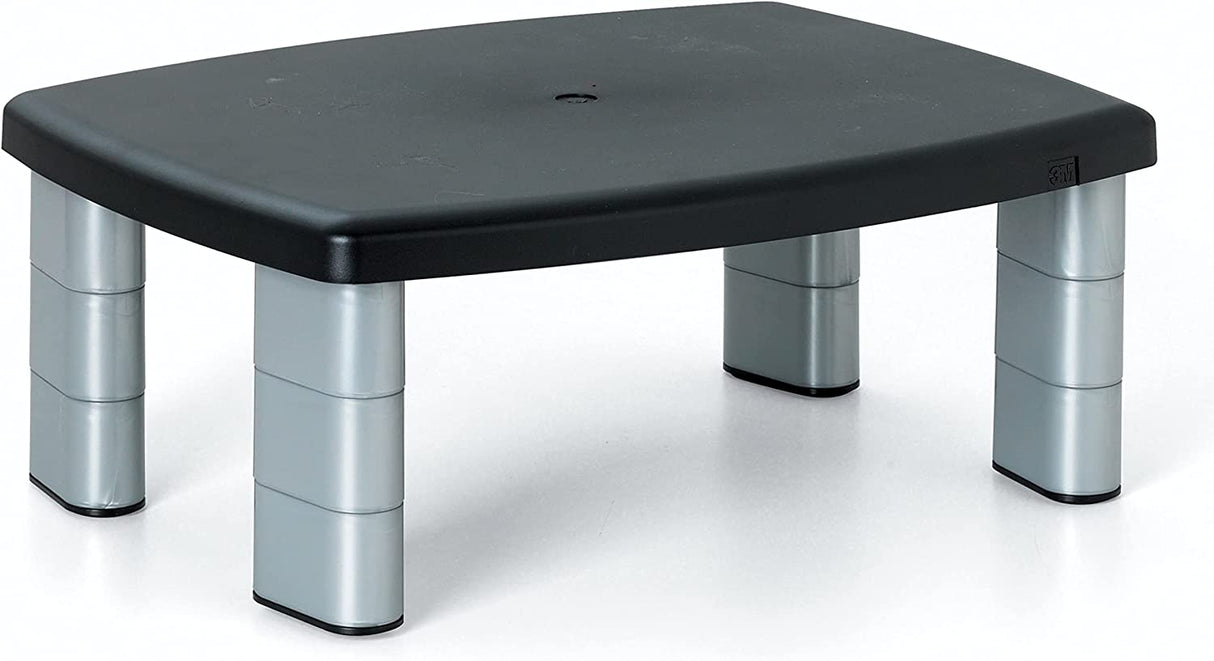 3M Adjustable Monitor Stand Riser, Three Leg Segments Simply Adjust Height, Sturdy Platform Holds Up to 80 lbs for Monitors, Laptops, and Printers, Space for Storage Underneath, Silver/Black (MS80B) - Dealtargets.com