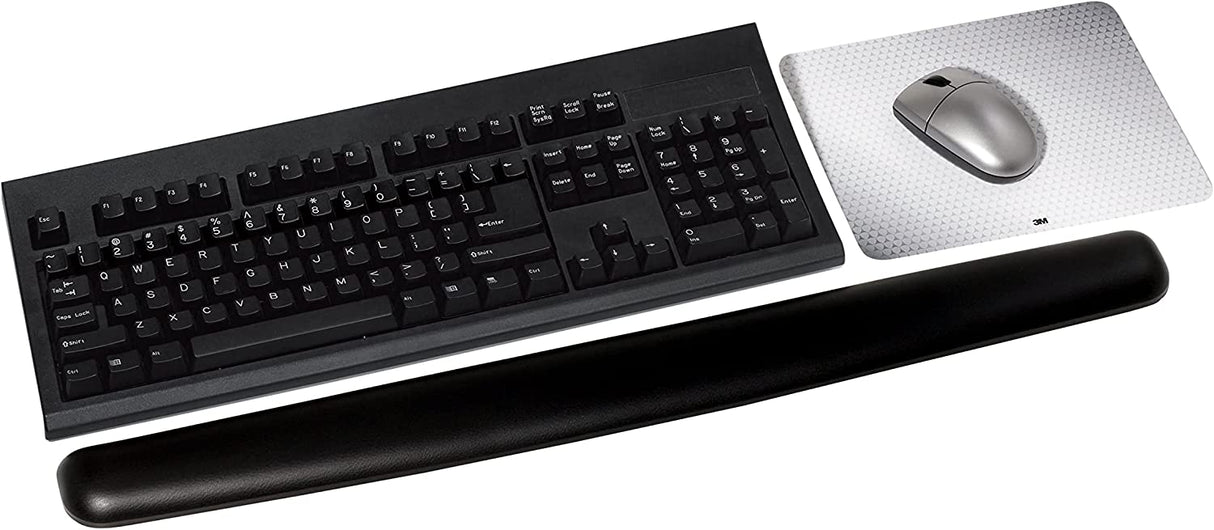 3M Keyboard and Mouse Wrist Rest, 25" Long, Ergonomic Gel with Antimicrobial Protection, Black Leatherette 25" Leatherette Cover - Dealtargets.com