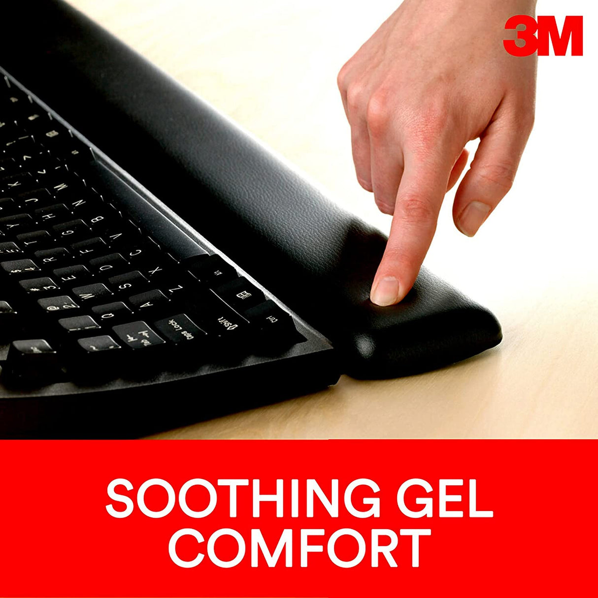 3M™ Large Gel Wrist Rest For Keyboards, 19"H x 0.8"W x 2.8"D, Black - Dealtargets.com