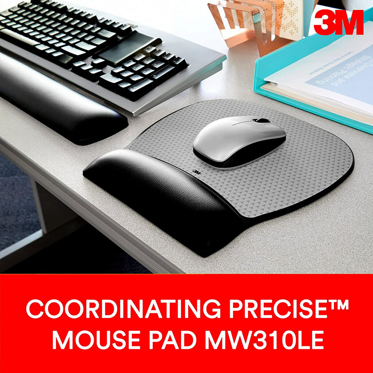 3M™ Large Gel Wrist Rest For Keyboards, 19"H x 0.8"W x 2.8"D, Black - Dealtargets.com