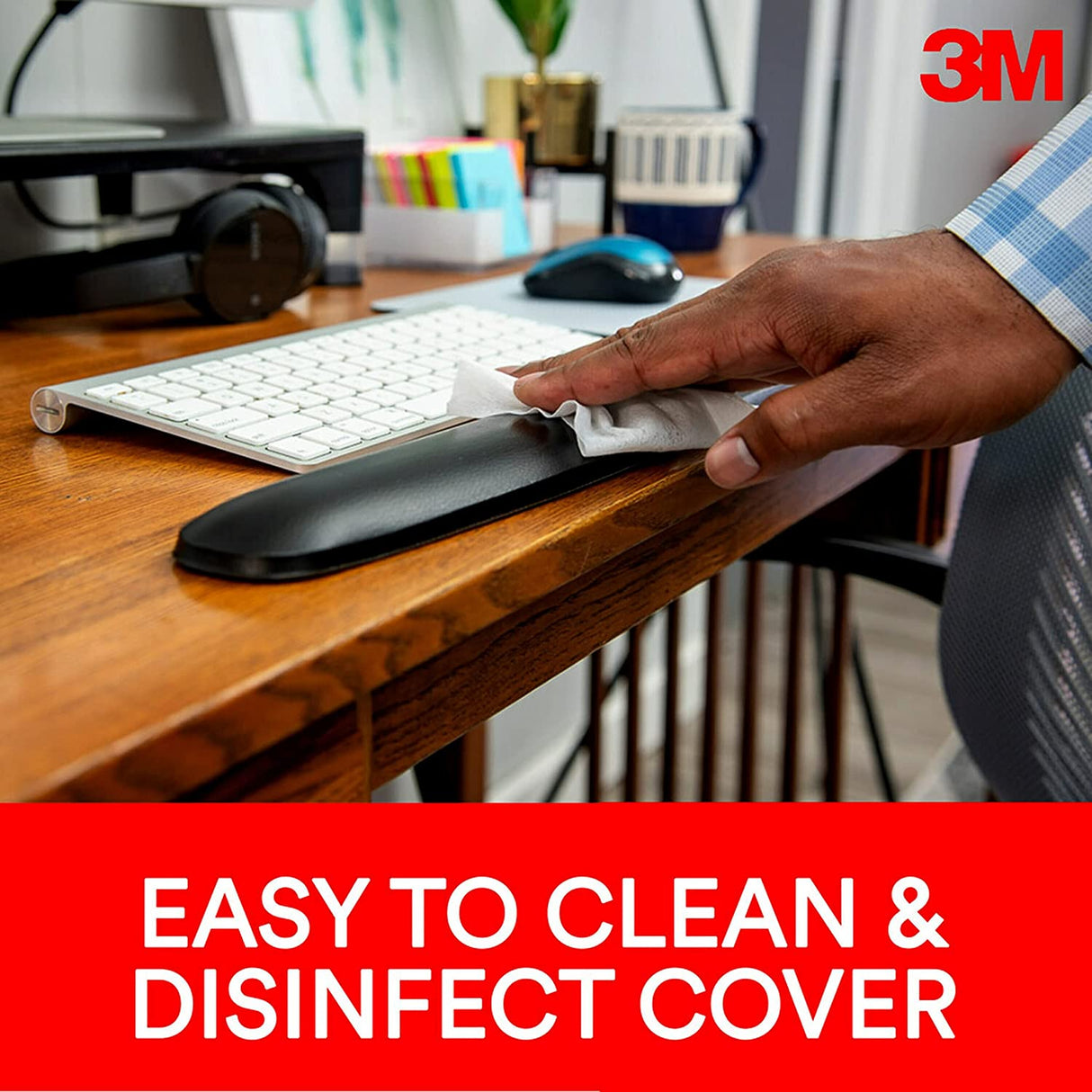3M™ Large Gel Wrist Rest For Keyboards, 19"H x 0.8"W x 2.8"D, Black - Dealtargets.com