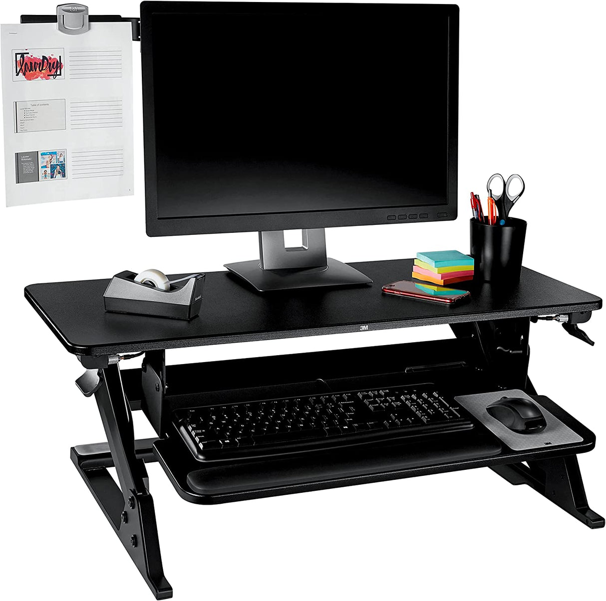 3M Monitor Mount Document Clip Copy Clip, Mounts Right or Left with Command™ Adhesive, Use on Monitors and Laptops for Easy Viewing and Reduced Clutter, Holds up to 30 Sheets, Black (DH240MB) - Dealtargets.com