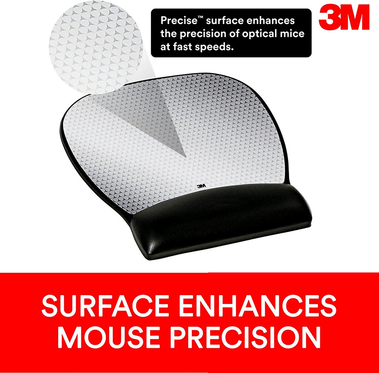3M Precise Mouse Pad with Gel Wrist Rest, Soothing Gel Comfort with Durable, Easy to Clean Leatherette Cover, Optical Mouse Performance and Battery Saving Design, 9.2" x 8.7", Black (MW310LE) Vertex 8.7" x 9.2" Mouse Pad - Dealtargets.com