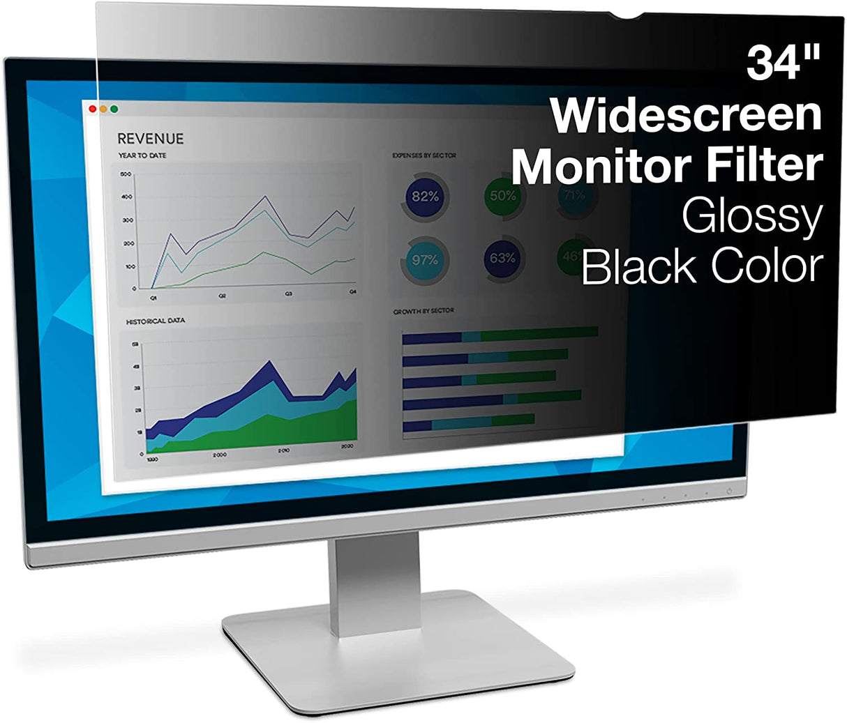 3M Privacy Filter for 34" Widescreen Monitor (21:9) (PF340W2B),Black - Dealtargets.com
