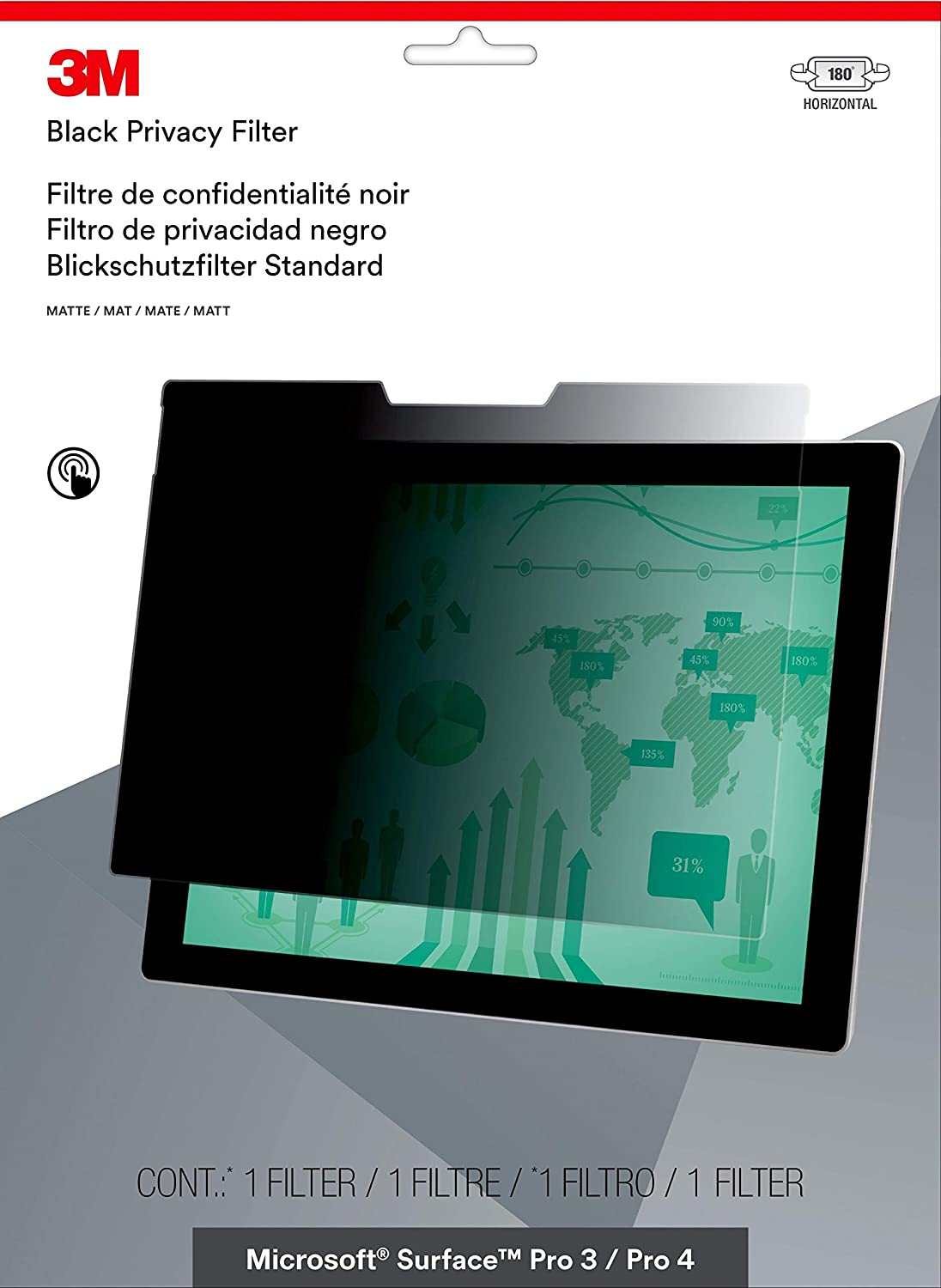 3M Privacy Filter for Microsoft Surface Pro 3/Surface Pro 4 Tablet - Landscape (PFTMS001) Microsoft Surface Pro 3/4 Landscape Transparent - Dealtargets.com