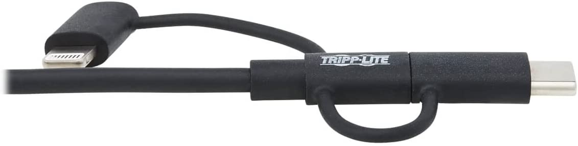 Tripp Lite 3 in 1 Multi Charging USB Cable, USB-A to Lightning, USB Micro B, and USB-C Universal All in One Charger Cable, Sync and Charge Cord, 6 ft. (M101-006-LMC-BK)