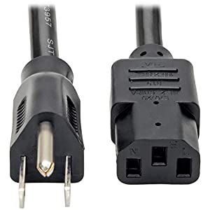 Tripp Lite Heavy Duty Computer Power Cord, 15A, 14AWG (NEMA 5-15P to IEC-320-C13), 12-ft. (P007-012) Black 12-feet Power Cord