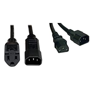 Tripp Lite Standard Computer Power Cord 10A,18AWG, Black & Standard Computer Power Extension Cord 10A, 18AWG (IEC-320-C14 to IEC-320-C13) 3-ft.(P004-003) Black Power Cord + Power Cord, 3FT