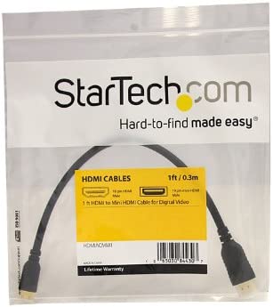 StarTech.com HDMIACMM1 High Speed HDMI Cable with Ethernet - HDMI to HDMI Mini- M/M, 1-Feet