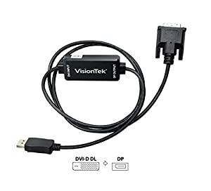 VisionTek DVI to DisplayPort Active Cable (M/M) - 5 Feet, for Lenovo, Dell, HP, Desktop Graphics & More (900823)