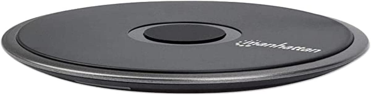Manhattan Qi-Certified 10 W Fast Wireless Charging Pad 7.5 W and 5 W, Round, Works with Wireless Charging Compatible Samsung, Apple, LG, Sony and More Phones and Cases