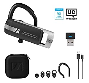Epos Sennheiser Presence Grey UC (508342) - Dual Connectivity, Single-Sided Bluetooth Headset for Mobile Device & Softphone/PC Connection, with Carrying Case and USB Dongle (Black)