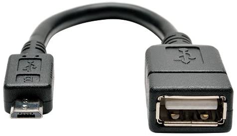 Tripp Lite U052-06N Micro USB to OTG Host Adapter Cable 5-Pin Micro USB A/A M/F 6-in, Black OTG 2-in-1 to USB-A