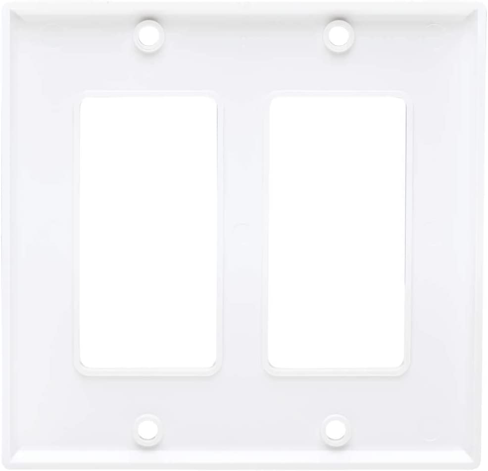 Tripp Lite Double Gang Wall Plate, 2-Gang Decora Style Face Plate, Device Plate Cover, Vertical, White (N042-100-WH) Double-Gang Face Plate