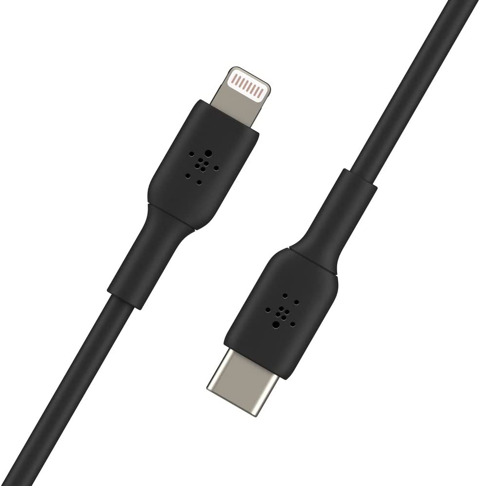 Belkin USB-C to Lightning Cable (iPhone Fast Charging Cable for iPhone 8 or later) Boost Charge MFi-Certified iPhone USB-C Cable, 3ft/1m, Black, Model: CAA003bt1MBK Black 3.3 ft PVC USB C Cable