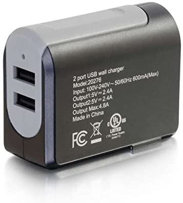 C2g/ cables to go C2G 20276 2-Port USB Wall Charger - AC to USB Adapter, 5V 4.8A Output