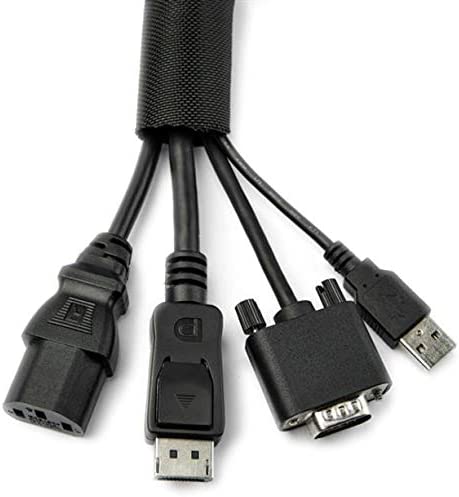 StarTech.com 15' (4.6m) Cable Management Sleeve - Flexible Coiled Cable Wrap - 1.0-1.5" Dia. Expandable Sleeve - Polyester Cord Manager/Protector/Concealer - Black Trimmable Cable Organizer 1.40"x3.90"x15.09ft