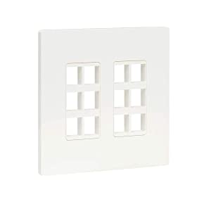Tripp Lite 12-Port Universal Keystone Double-Gang Wall Plate, 2-Gang Faceplate, Adaptable, TAA, White (N080-212)