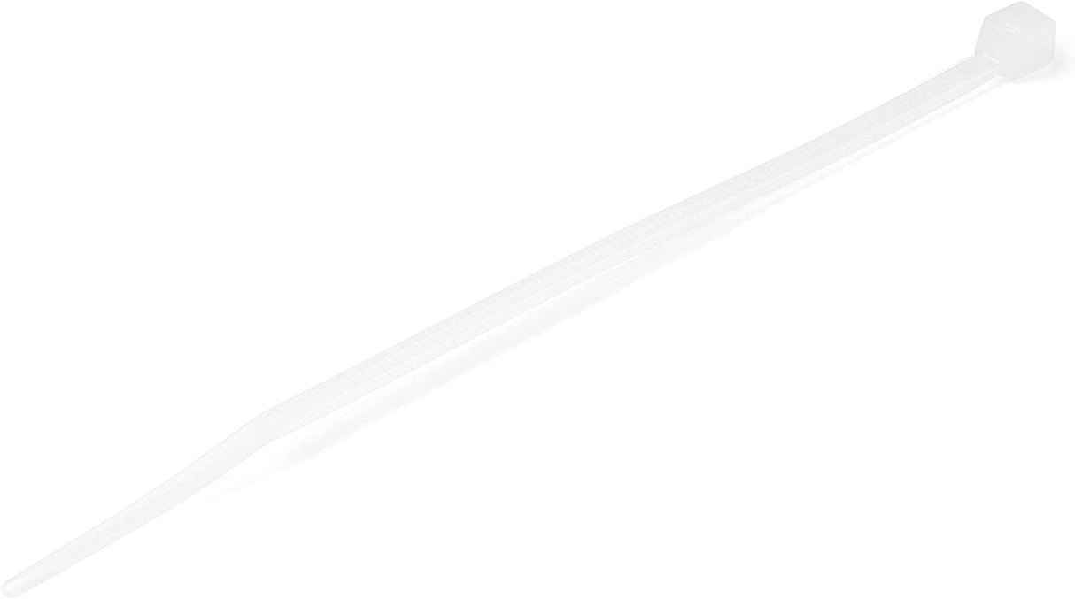 StarTech.com 4"(10cm) Cable Ties - 1/16"(2mm) Wide, 7/8"(22mm) Bundle Diameter, 18lb(8kg) Tensile Strength, Nylon Self Locking Zip Ties with Curved Tip - 94V-2/UL Listed, 100 Pack - White(CBMZT4N) White 4 in | 18 lbs (8kg) Standard w/Self Locking 100