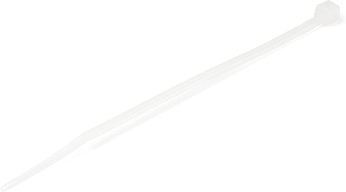 StarTech.com 4"(10cm) Cable Ties - 1/16"(2mm) Wide, 7/8"(22mm) Bundle Diameter, 18lb(8kg) Tensile Strength, Nylon Self Locking Zip Ties with Curved Tip - 94V-2/UL Listed, 1000 Pack - White 4 in | 18 lbs (8kg) Standard w/Self Locking 1000