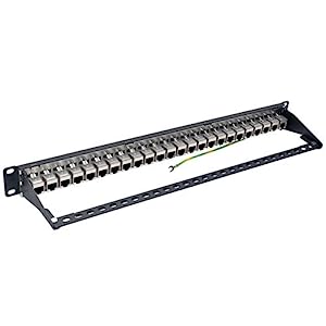 Tripp Lite 24-Port Cat6a Patch Panel STP Shielded RJ45 Ethernet 1U Rackmount TAA (N254-024-SH-6A) 24-Port Cat6a Shielded