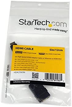 StarTech.com 5in Mini HDMI to HDMI Adapter - 4K High Speed HDMI Adapter - 4K 30Hz Ultra HD High Speed HDMI Adapter - HDMI 1.4 - Gold Plated Connectors - UHD Mini HDMI Adapter 4K - Black (HDACFM) 5in / 13cm HDMI to Mini HDMI