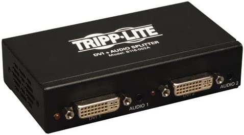 Tripp Lite 2-Port DVI Splitter with Audio and Signal Booster, Single Link 1920x1200 at 60Hz / 1080p (DVI F/2xF)(B116-002A) 2 Port DVI