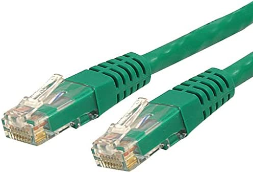 StarTech.com 12ft CAT6 Ethernet Cable - Green CAT 6 Gigabit Ethernet Wire -650MHz 100W PoE++ RJ45 UTP Molded Category 6 Network/Patch Cord w/Strain Relief/Fluke Tested UL/TIA Certified (C6PATCH12GN) Green 12 ft / 3.6 m 1 Pack