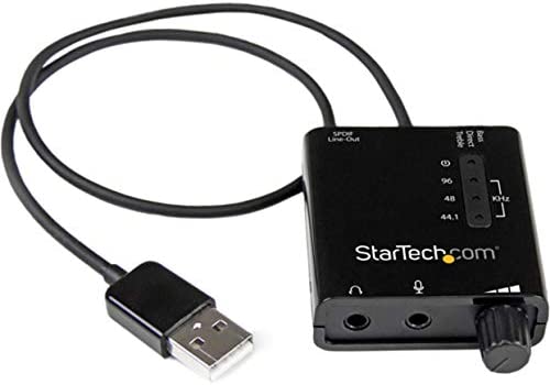 StarTech.com USB Sound Card w/ SPDIF Digital Audio & Stereo Mic – External Sound Card for Laptop or PC – SPDIF Output (ICUSBAUDIO2D),Black 4 Pos TRRS + Mic