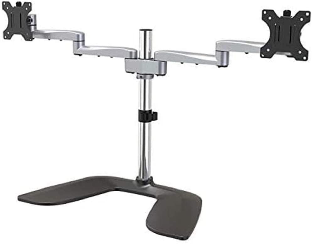 StarTech.com Dual Monitor Stand - Ergonomic Desktop Monitor Stand for up to 32" VESA Displays - Free-Standing Articulating Universal Computer Monitor Mount - Adjustable Height - Silver (ARMDUALSS) Up to 32" Dual Monitor Silver