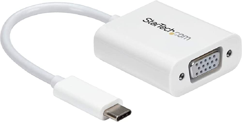 StarTech.com USB-C to VGA Adapter - White - 1080p - Video Converter For Your MacBook Pro / Projector / VGA Display (CDP2VGAW) White 1080p
