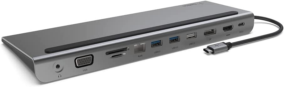 Belkin USB C Hub, 11-in-1 MultiPort Adapter Dock with 4K HDMI, DP, VGA, USB-C 100W PD Pass-Through Charging, 3 USB A, Gigabit Ethernet, SD, MicroSD, 3.5mm Ports for MacBook Pro, Air, XPS and More 11-in-1 Docking Station