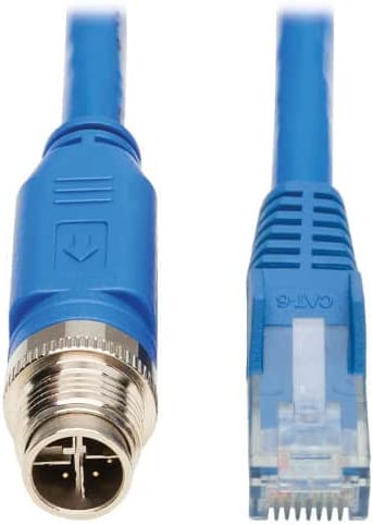 Tripp Lite M12 X-Code to RJ45 Cat6 Ethernet Cable (M/M), 1 Gbps, UTP, UL CMR-LP Certified for 60W PoE, Heavy-Duty IP68 Rating, 32.8 Feet / 10 Meters, Lifetime Manufacturer's Warranty (NM12-602-10M-BL) M12 to RJ45 32.8 ft / 10M
