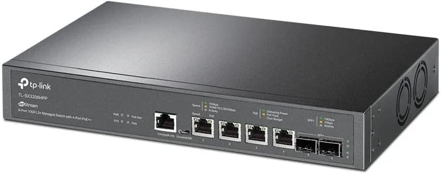 TP-Link TL-SX3206HPP | 6 Port 10G L2+ Managed PoE Switch | 4 PoE++ Port @200W, 2 x 10G SFP+ Slots | PoE Recovery | Omada SDN Integrated | IPv6 & Static Routing | Limited Lifetime Protection
