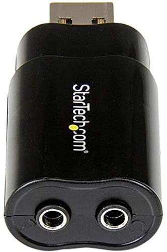StarTech.com USB Sound Card - 3.5mm Audio Adapter - External Sound Card - Black - External Sound Card (ICUSBAUDIOB) HP + Mic