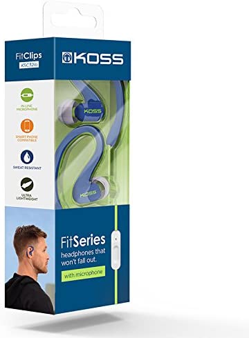 Koss KSC32i B Sport Clip Headphones, Blue